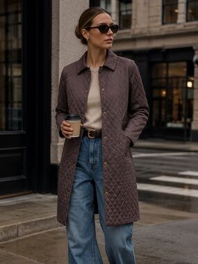 Anthropologie Allegory Brown Quilted Button Jacket